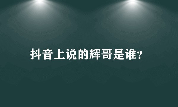 抖音上说的辉哥是谁？