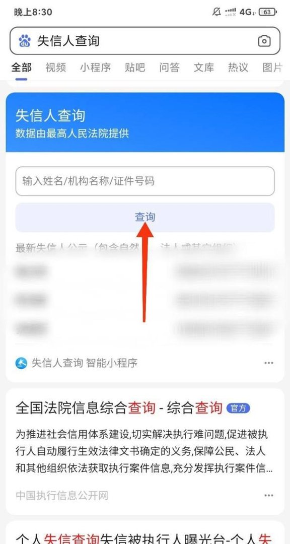 失信人员名单查询系统