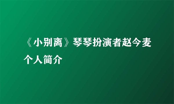 《小别离》琴琴扮演者赵今麦个人简介