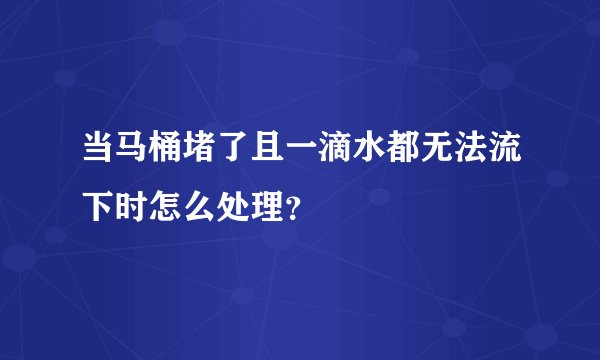 当马桶堵了且一滴水都无法流下时怎么处理？