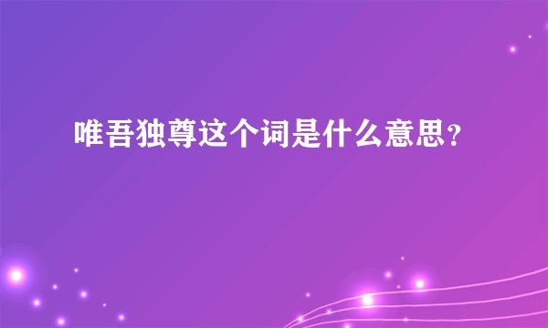 唯吾独尊这个词是什么意思？