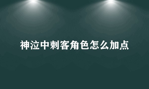 神泣中刺客角色怎么加点