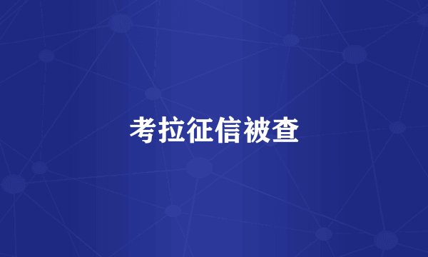 考拉征信被查