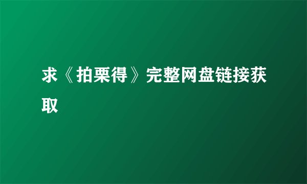 求《拍栗得》完整网盘链接获取