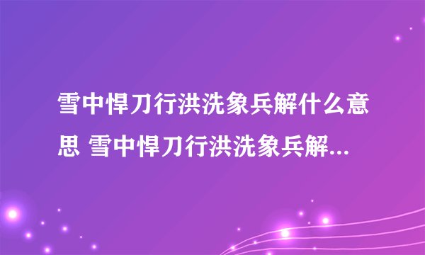 雪中悍刀行洪洗象兵解什么意思 雪中悍刀行洪洗象兵解是哪一章