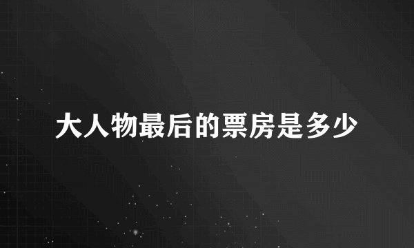 大人物最后的票房是多少