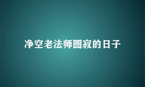 净空老法师圆寂的日子