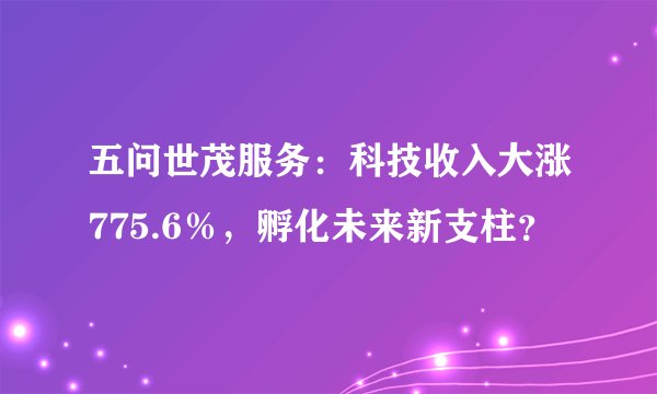 五问世茂服务:科技收入大涨775.6%,孵化未来新支柱?