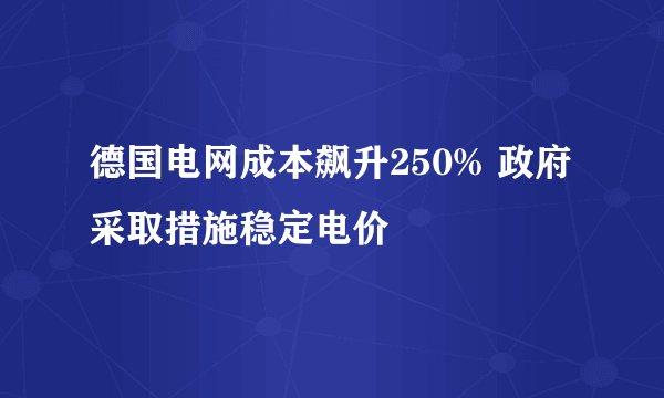 德国电网成本飙升250% 政府采取措施稳定电价