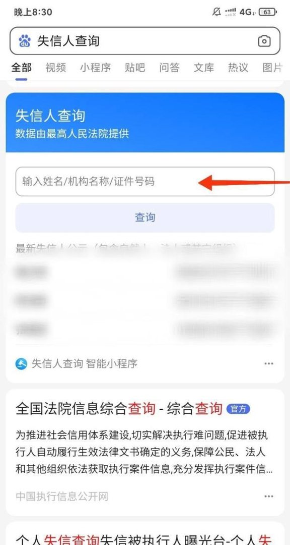 失信人员名单查询系统