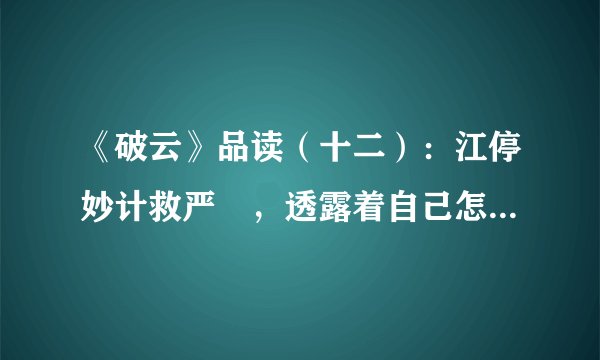 《破云》品读（十二）：江停妙计救严峫，透露着自己怎样的小秘密？