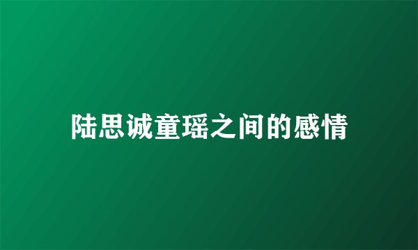 陆思诚童瑶之间的感情