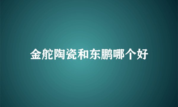 金舵陶瓷和东鹏哪个好
