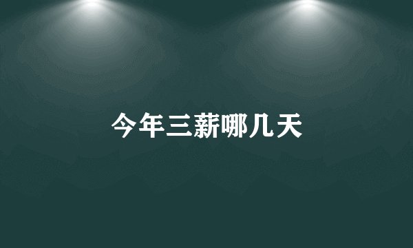 今年三薪哪几天