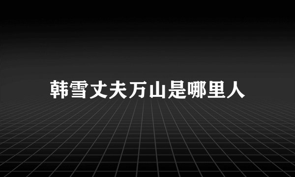 韩雪丈夫万山是哪里人
