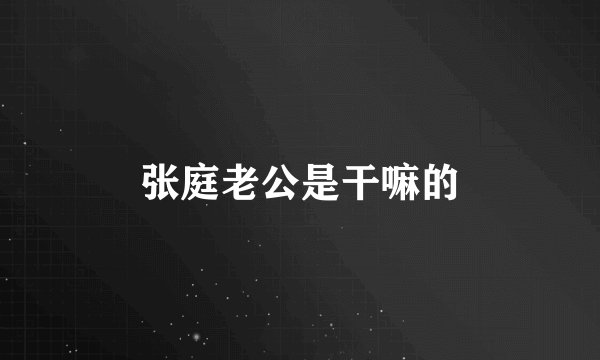 张庭老公是干嘛的