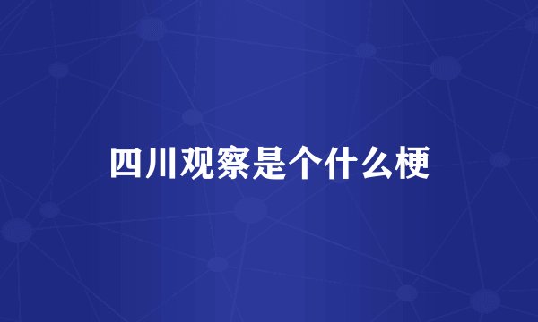 四川观察是个什么梗