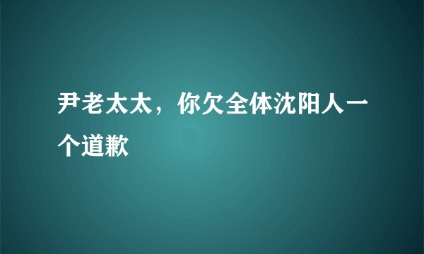 尹老太太，你欠全体沈阳人一个道歉