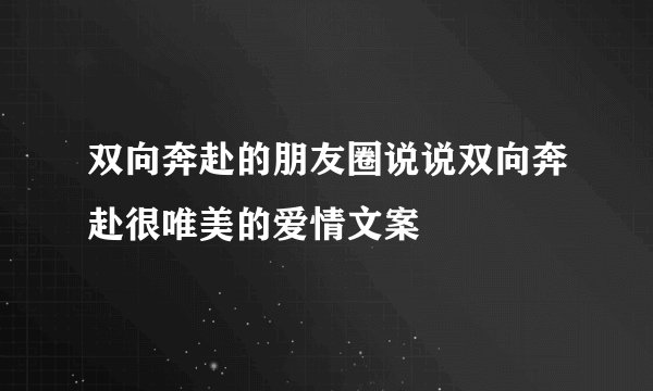 双向奔赴的朋友圈说说双向奔赴很唯美的爱情文案