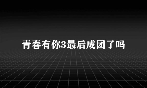 青春有你3最后成团了吗