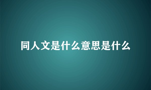 同人文是什么意思是什么
