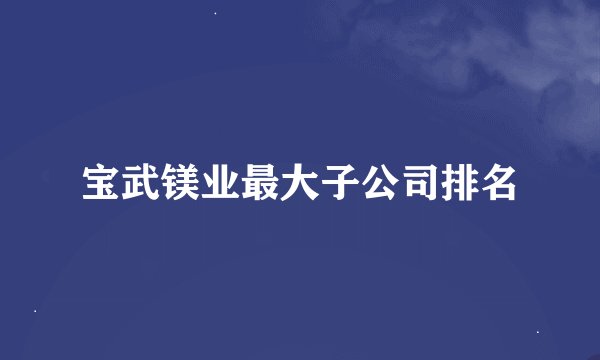 宝武镁业最大子公司排名