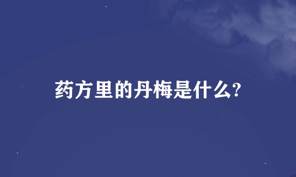 药方里的丹梅是什么?