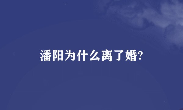 潘阳为什么离了婚?