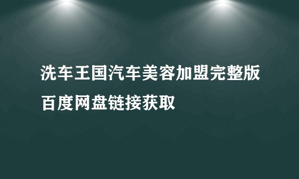 洗车王国汽车美容加盟完整版百度网盘链接获取