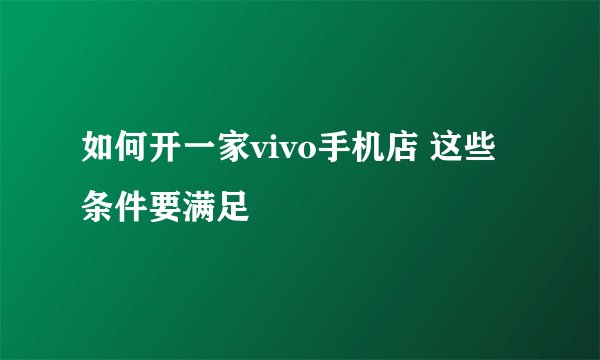 如何开一家vivo手机店 这些条件要满足