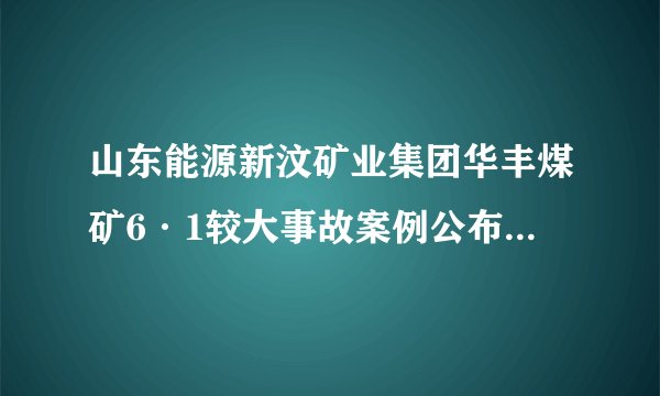 山东能源新汶矿业集团华丰煤矿6·1较大事故案例公布，致3人遇难