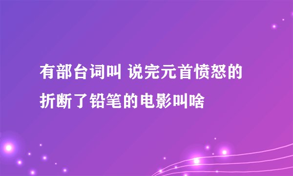 有部台词叫 说完元首愤怒的折断了铅笔的电影叫啥
