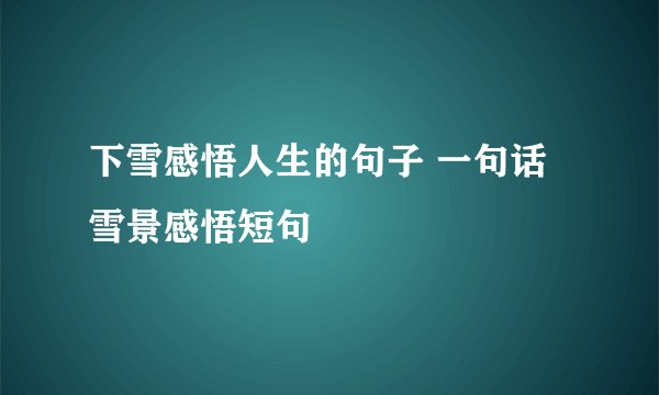 下雪感悟人生的句子 一句话雪景感悟短句