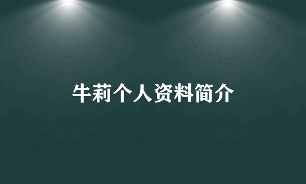 牛莉个人资料简介