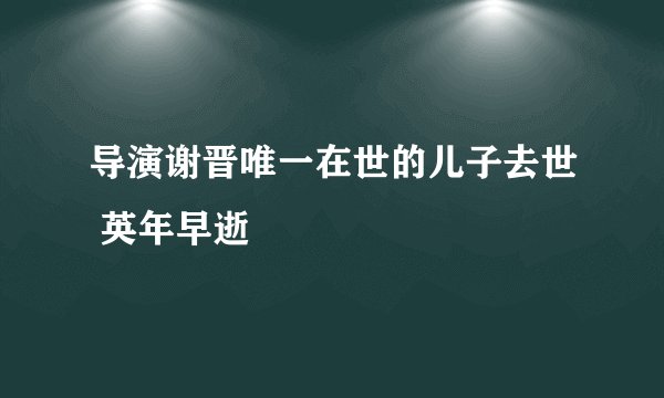 导演谢晋唯一在世的儿子去世 英年早逝