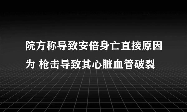 院方称导致安倍身亡直接原因为 枪击导致其心脏血管破裂