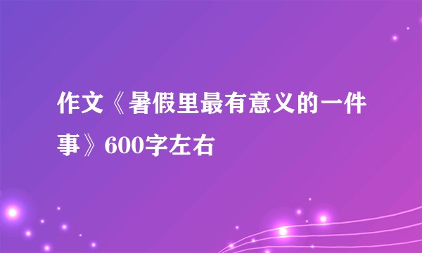 作文《暑假里最有意义的一件事》600字左右