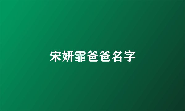 宋妍霏爸爸名字
