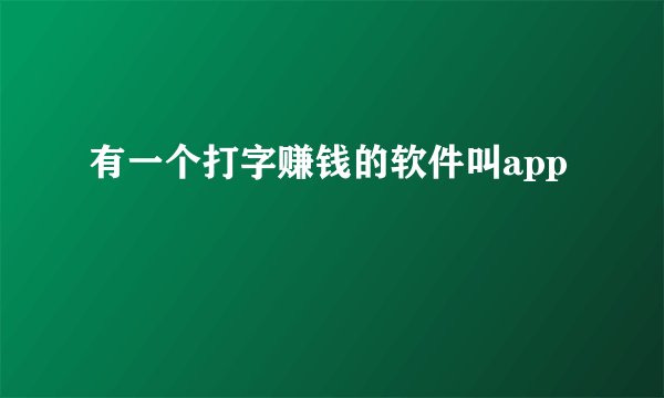 有一个打字赚钱的软件叫app