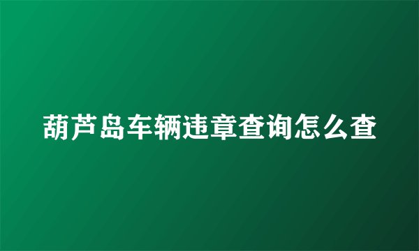 葫芦岛车辆违章查询怎么查