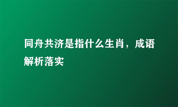 同舟共济是指什么生肖，成语解析落实
