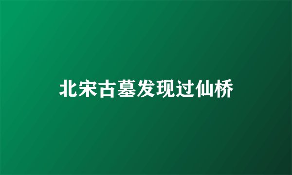 北宋古墓发现过仙桥