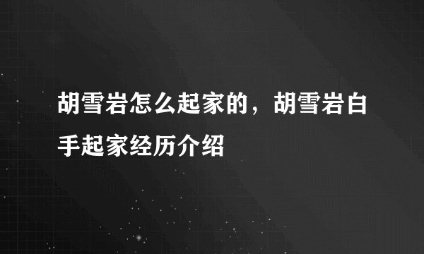 胡雪岩怎么起家的，胡雪岩白手起家经历介绍
