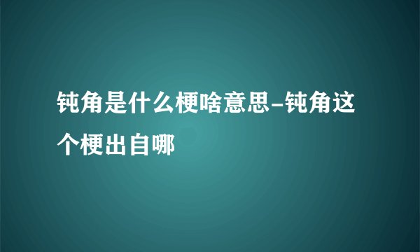 钝角是什么梗啥意思-钝角这个梗出自哪