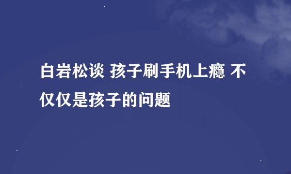 白岩松谈 孩子刷手机上瘾 不仅仅是孩子的问题
