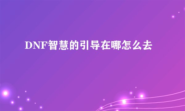 DNF智慧的引导在哪怎么去