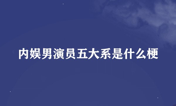 内娱男演员五大系是什么梗