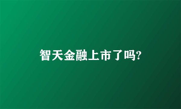 智天金融上市了吗?