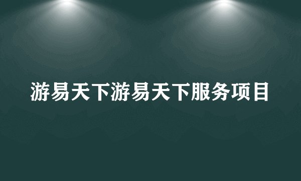 游易天下游易天下服务项目
