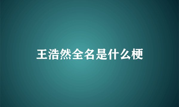 王浩然全名是什么梗
